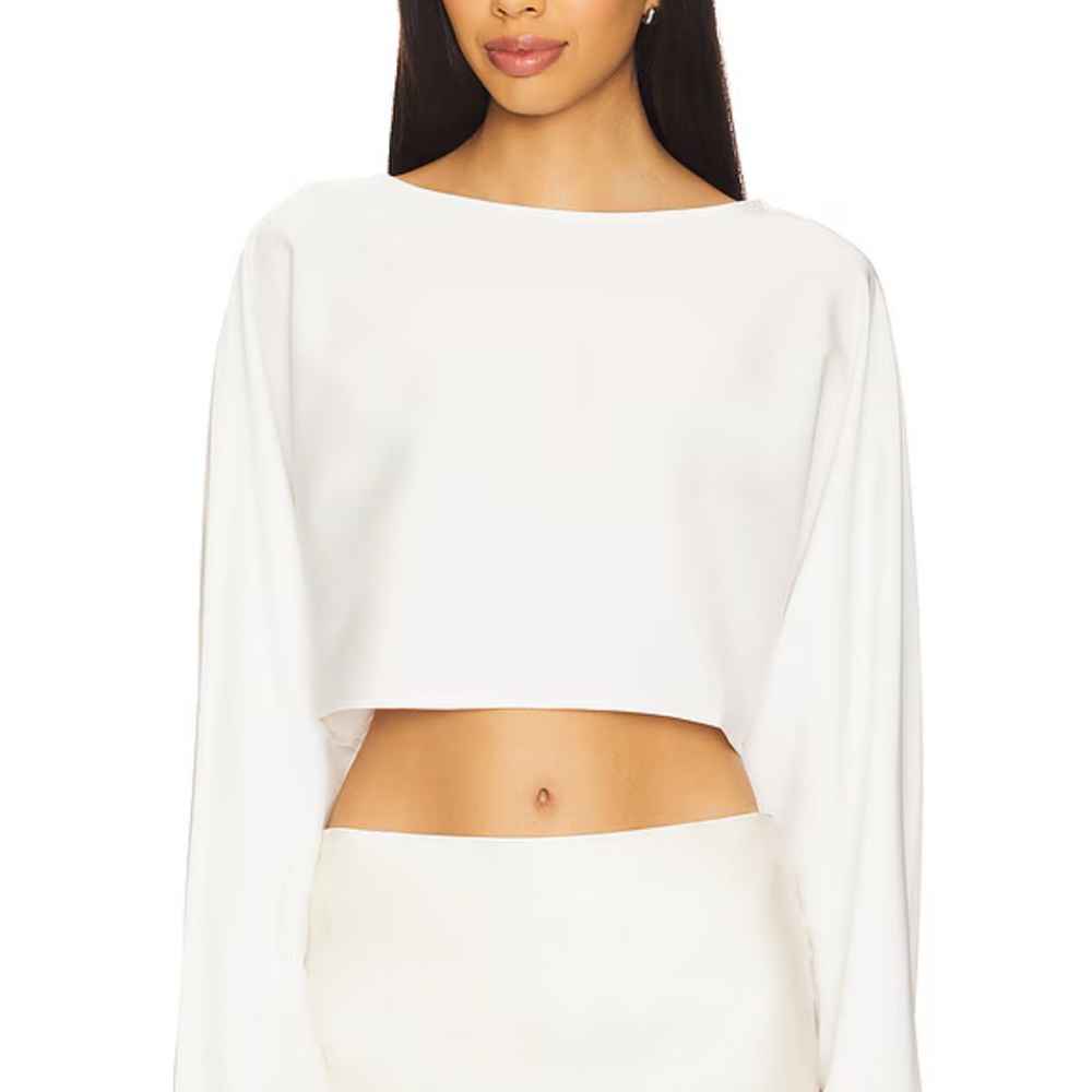 ANTONIO MELANI White Long Sleeve Crop Top Retail $79